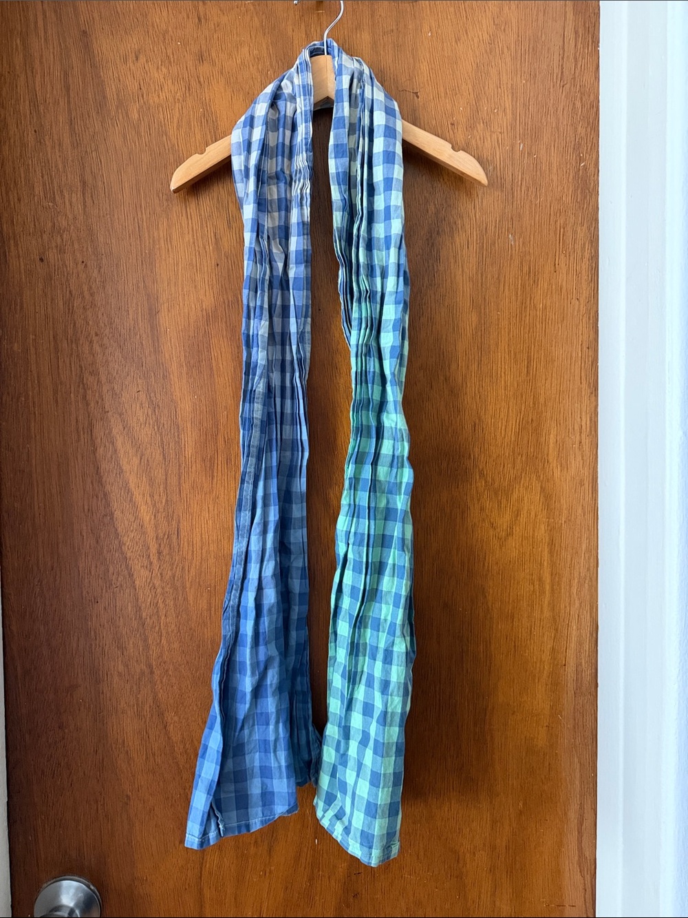 Source Unknown Blue and Green Plaid Kids Scarf